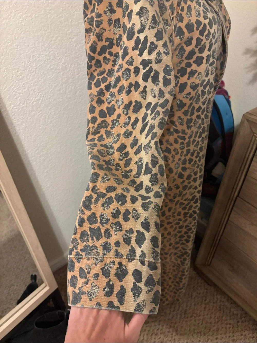 We The Free Monique Cheetah Denim Duster Jacket Size Large NWOT MSRP $228 - Picture 7 of 12